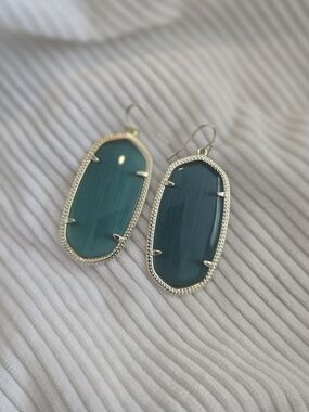 Kendra Scott Gold-Frame Emerald Green Drop Earrings - Women's Fashion Jewelry